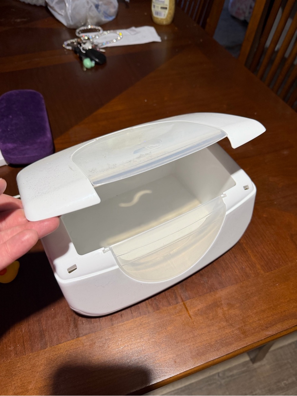 White Baby Wipe warmer. Have your baby’s wipes warm and ready to go for them!